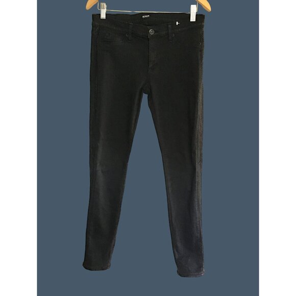 HUDSON-WOMENS BLACK 91.5% COTTON WITH 100% LAMB NAPPA SUPER SKINNY JEANS SIZE 28 - Picture 1 of 9